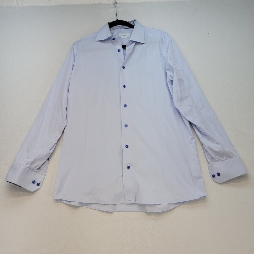Eton Dress Shirt Mens 16 41 Blue Contemporary Fit Long Sleeve Spread Collar